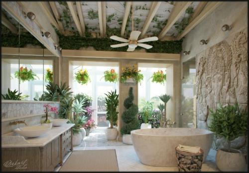Ελκυστική σχεδίαση μπάνιου μπανιέρα με ψευδοροφή