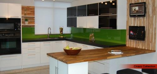 ελκυστικά σχέδια κουζίνας εξαιρετικά λαμπερό πράσινο καθρέφτη κουζίνας