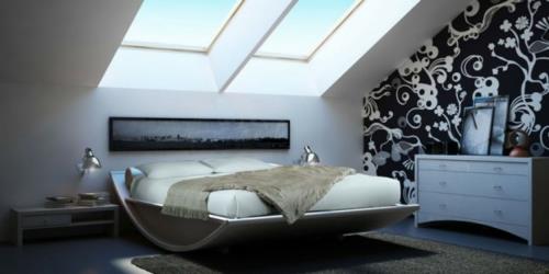 Υπνοδωμάτιο σχεδιάζει διακόσμηση τοίχου οροφή γυαλιά κρεβάτι