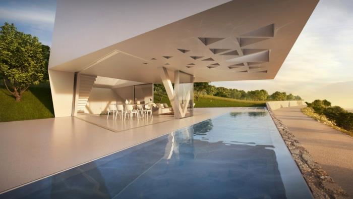 εξαιρετικές εξοχικές κατοικίες μοντέρνα αρχιτεκτονική φουτουριστική τσιμεντένια εξωτερική πισίνα