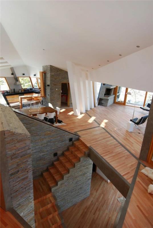 εξαιρετικές εξοχικές κατοικίες κορδέλα σπίτι μοντέρνα αρχιτεκτονική ξύλινη επένδυση τοίχου από φυσική πέτρα