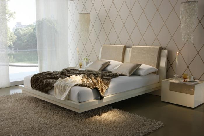 φανταχτερά κρεβάτια κρεμαστά πλωτά κρεβάτια διπλό κρεβάτι πολυτελής σχεδιασμός υπνοδωμάτιο καταπραϋντική εταιρεία