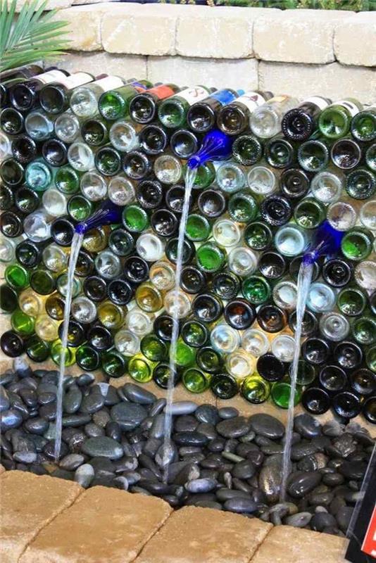 φτιάξτε μόνοι σας ασυνήθιστες διακοσμήσεις κήπου ιδέες ανακύκλωσης DIY διακόσμηση ανακυκλώστε γυάλινα μπουκάλια