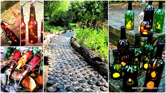 Φτιάξτε μόνοι σας ασυνήθιστες διακοσμήσεις κήπου ανακυκλώνοντας ιδέες γυάλινα μπουκάλια ανακύκλωσης