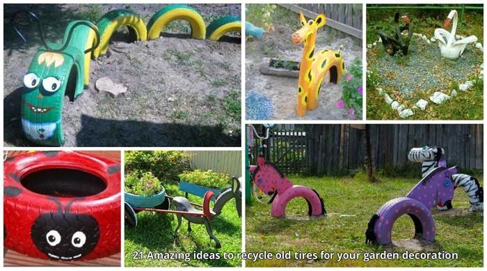 Κάντε ασυνήθιστες διακοσμήσεις κήπου μόνοι σας ανακυκλώνοντας ιδέες DIY deco τροφοδότης πουλιών ανακύκλωση ελαστικών αυτοκινήτου