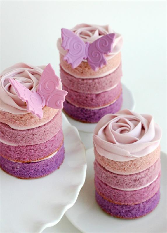 φανταχτερά στρώματα κέικ πεταλούδες αποχρώσεις του ροζ