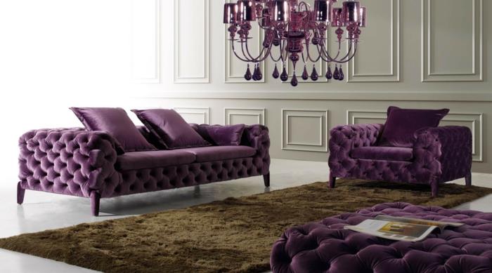 όμορφοι καναπέδες μοβ σχεδιασμός επίπλωσης σαλονιού