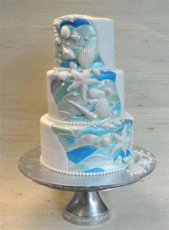 ασυνήθιστες τούρτες για γαμήλια θάλασσα και μαργαριτάρια