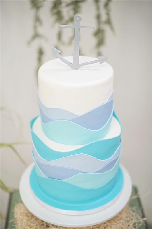 ασυνήθιστες τούρτες για γαμήλια κύματα σε αποχρώσεις του μπλε