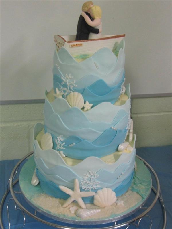 ασυνήθιστες τούρτες για γαμήλια κύματα και εραστές στο σκάφος
