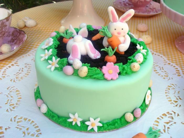 ασυνήθιστο κέικ πράσινο Πάσχα κέικ Πάσχα λαγουδάκι λουλούδια Πασχαλινά αυγά