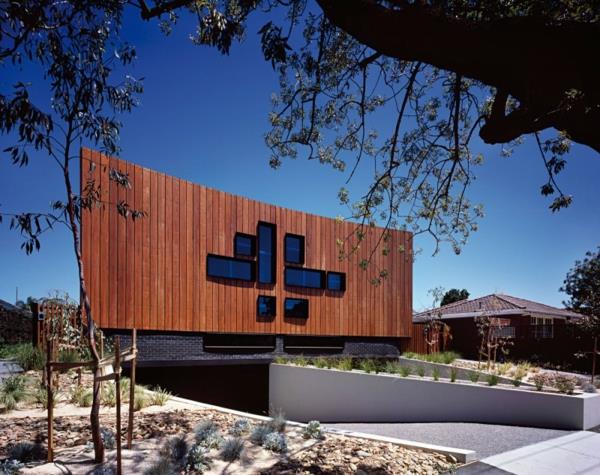 Αυστραλιανή ημι-μονοκατοικία σχεδιασμένη ξύλινη πρόσοψη πρωτότυπη