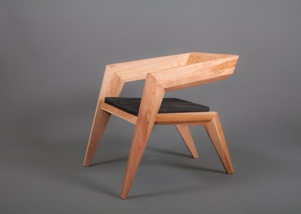 πρωτοποριακή ξύλινη πολυθρόνα σχεδιάζει πρωτότυπο μαύρο κάθισμα