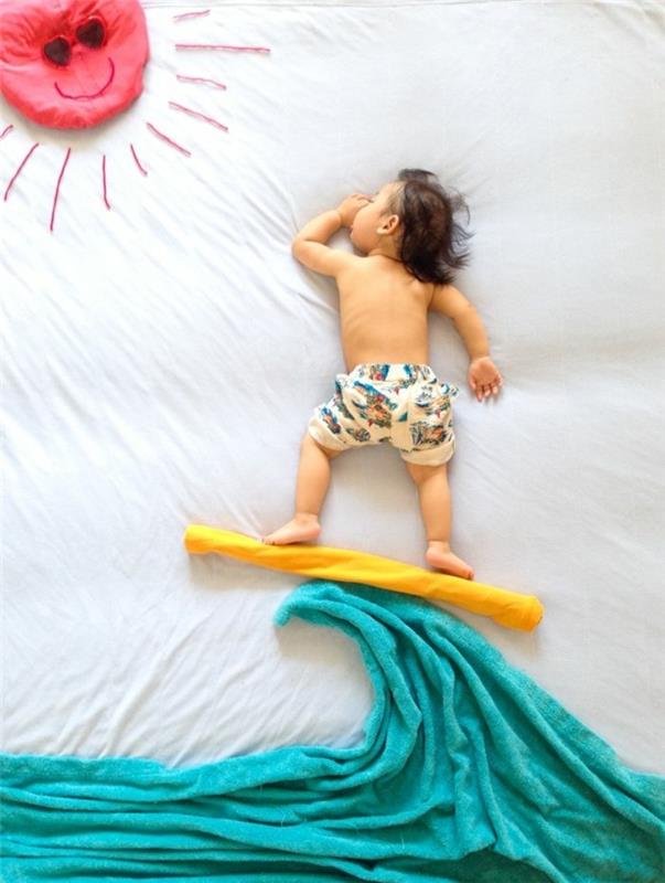 φωτογραφίες μωρών ιδέες ιδέες φωτογράφισης δημιουργικές αστείες εικόνες μωρών σερφ