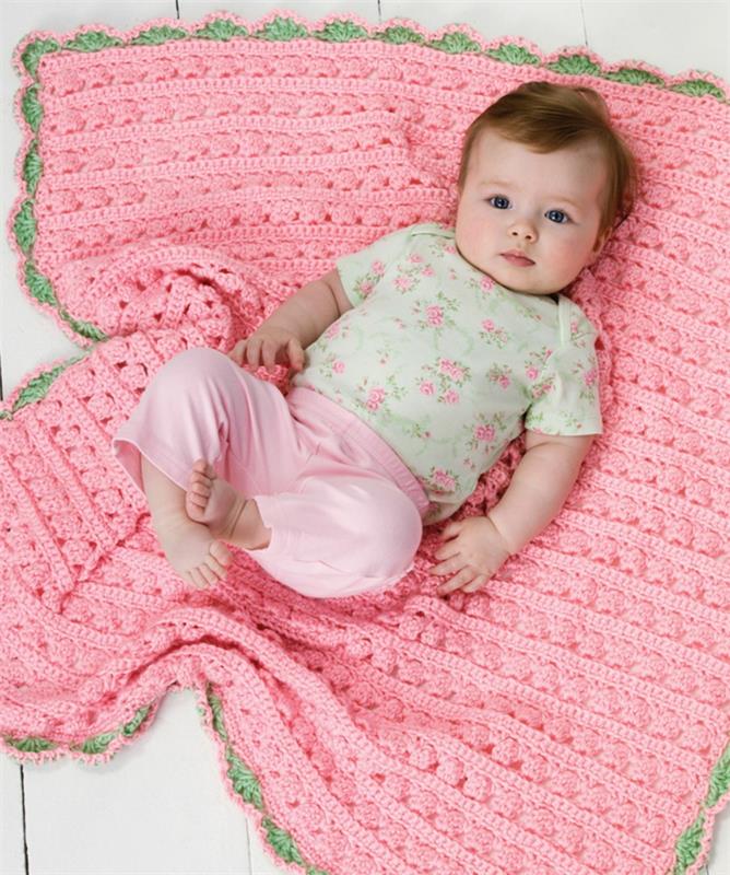 μωρό κουβέρτα πλεκτό ροζ κορίτσι