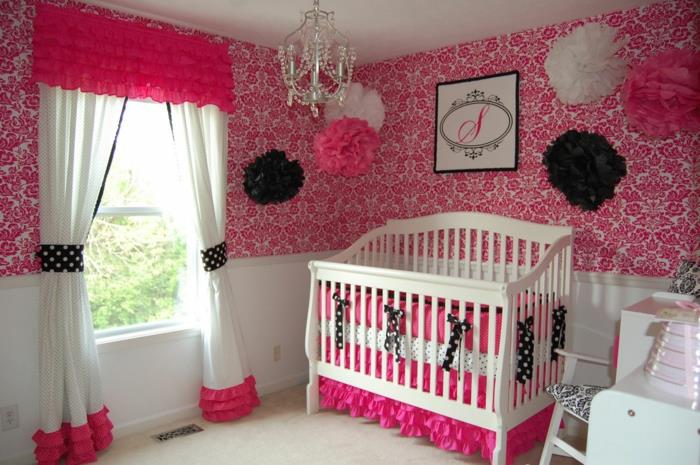 αγοράστε βρεφικό κρεβάτι διακοσμήστε μωρό δωμάτιο κορίτσι σχεδιασμό floral ταπετσαρία ροζ τόνους