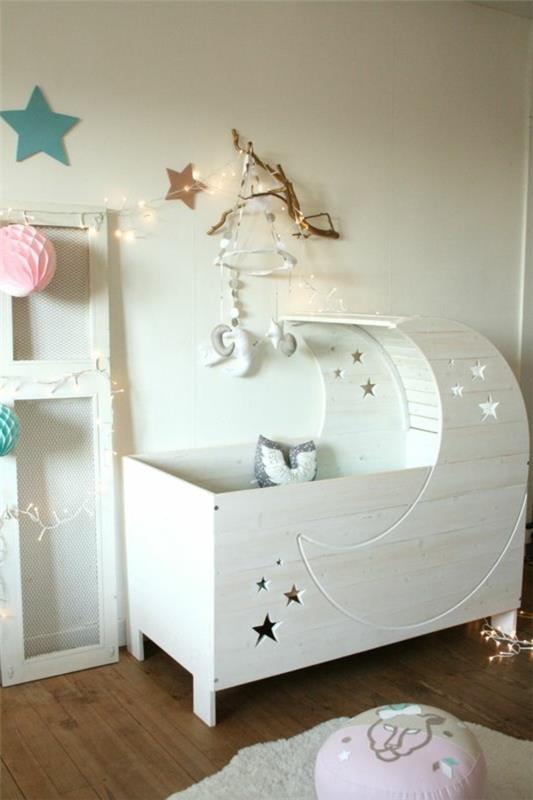 βρεφικό δωμάτιο ασυνήθιστο σχέδιο κρεβατιού μωρού διακόσμηση τοίχου αστεριού
