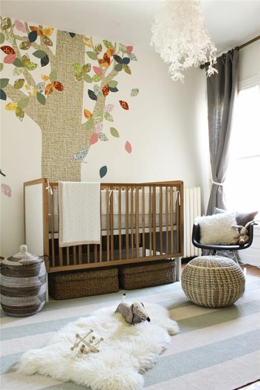 μωρό δωμάτιο ντεκό ιδέες ασυνήθιστο σχέδιο τοίχου λωρίδες χαλί