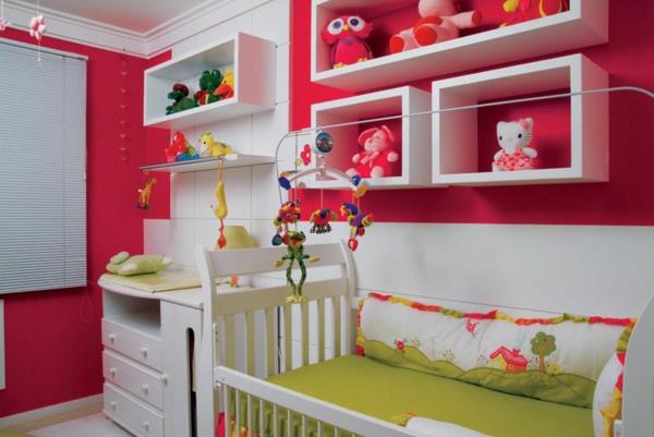 διακόσμηση επίπλων παιδικού δωματίου βρεφικά έπιπλα κόκκινος τοίχος