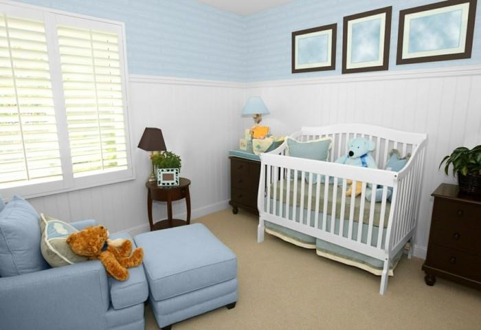 μωρό δωμάτιο χρώματα ιδέες μπλε λευκό συνδυασμό
