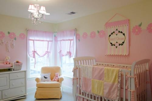 δωμάτιο μωρού κίτρινο ροζ στοιχεία εσωτερική διακόσμηση