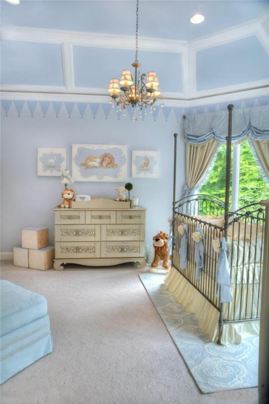 σχεδιασμός παιδικού δωματίου σχεδιασμός δωματίου μωρού ανοιχτό μπλε χαλί κομψού χρώματος τοίχου