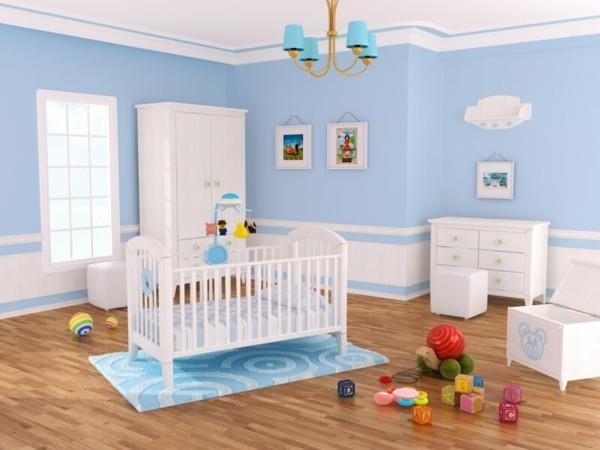 μωρό δωμάτιο αγοριών ιδέες μπλε λευκό συνδυάζουν ευρύχωρο