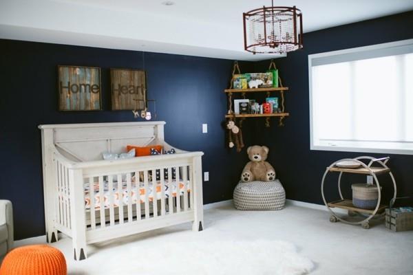 μωρό δωμάτιο αγοράκι ιδέες χρώμα αντιθέσεις λευκό σκούρο μπλε