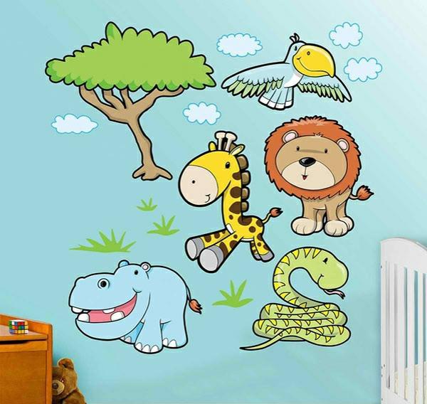 μωρό δωμάτιο αυτοκόλλητα τοίχου σχεδιασμός τοίχου δάσος ζώα
