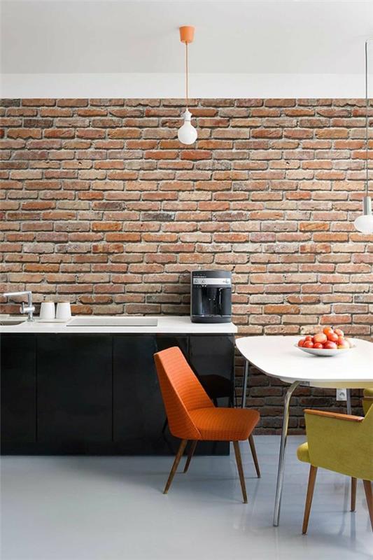 τούβλο τοίχου απομίμηση διακόσμηση τοίχου μόνοι σας φτιάξτε τούβλινη κουζίνα τοίχου