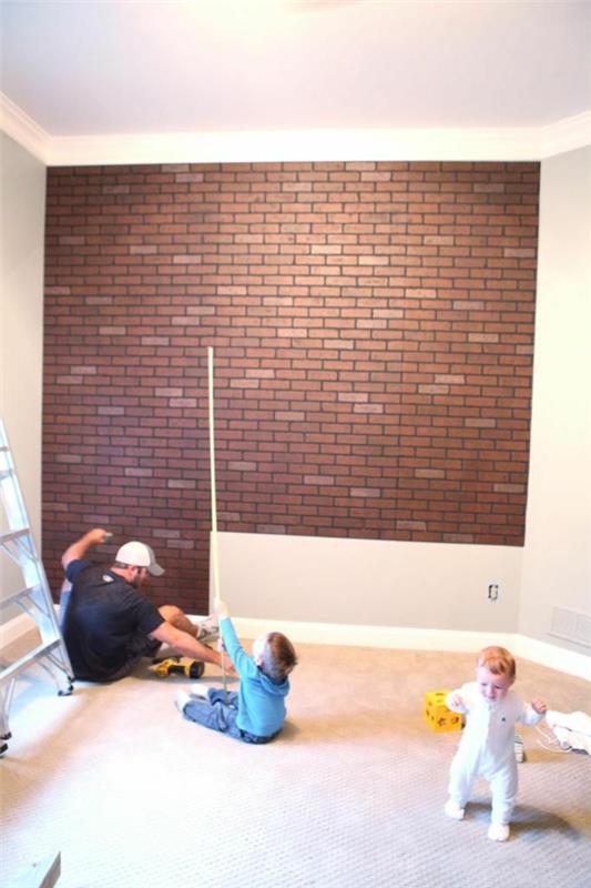 διακόσμηση τοίχου απομίμηση τοίχου από τούβλα φτιάξτε μόνοι σας γυψοσανίδες από τούβλα
