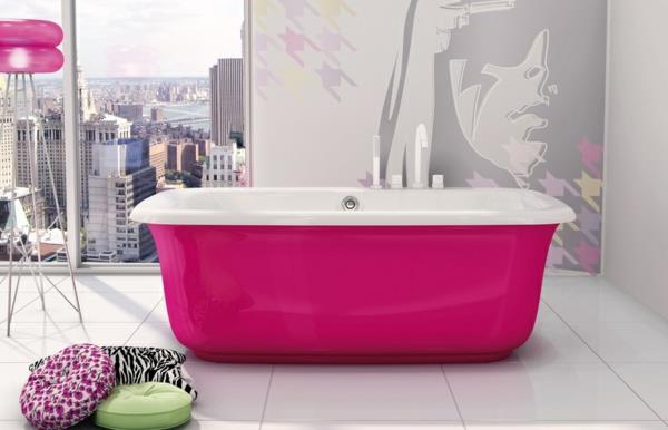 σχεδιασμός χρώματος μπάνιου ανεξάρτητη μπανιέρα σε ροζ ποπ αρτ ιδέες φωτογραφιών ταπετσαρία