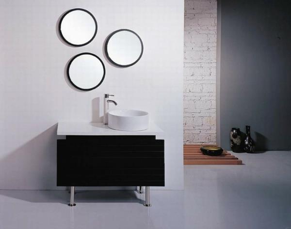 στρογγυλό καθρέφτη μπάνιου ιδέες μπάνιου λευκό νεροχύτη στρογγυλό σχεδιασμό καθρέφτη μπάνιου