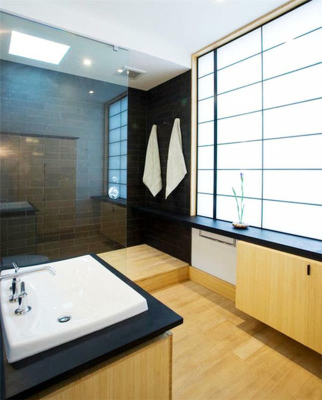 έπιπλα μπάνιου ιαπωνικό μινιμαλιστικό τζάμι διαχωριστικού τοίχου