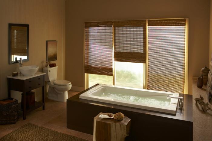 έπιπλα μπάνιου ιαπωνικά ορθογώνια μπανιέρα φυσικά υλικά