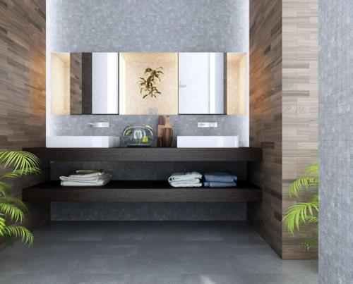 εικόνες σχεδιασμού μπάνιου φοίνικες εξωτικά ράφια ατμόσφαιρα νεροχύτη