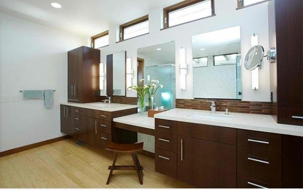 σχεδιασμός μπάνιου ντουλάπια μπάνιου επίπεδη από ξύλινο καθρέφτη