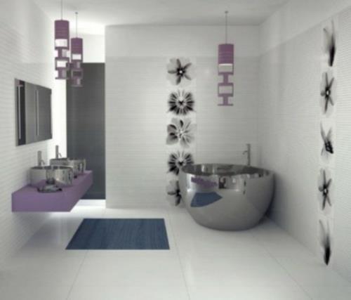 έπιπλα σχεδιασμού μπάνιου γυναικεία μπανιέρα ασημί μοβ