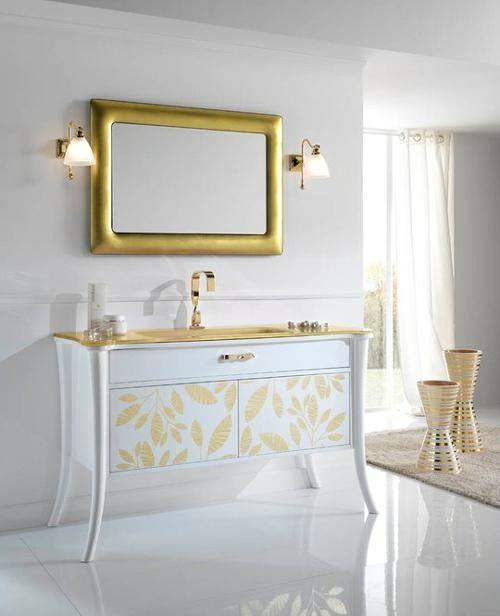έπιπλα σχεδιασμού μπάνιου γυναικείο πλαίσιο καθρέφτη χρυσό