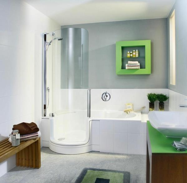 μοντέρνο μπάνιο που διακοσμεί πράσινες πινελιές