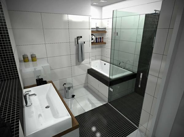 σχεδιασμός μπάνιου μπανιέρα οθόνη ντους γυάλινα πλακάκια μπάνιου συνδυάζονται