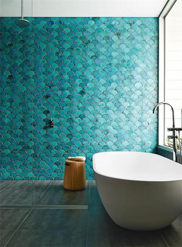 ιδέες σχεδιασμού μπάνιου πλακάκια μπάνιου μπλε