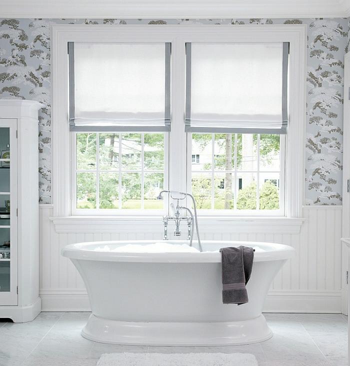 σχεδιασμός μπάνιου ανεξάρτητο παράθυρο μπανιέρας απορρήτου οθόνη πλισέ περσίδες ρωμαϊκές περσίδες
