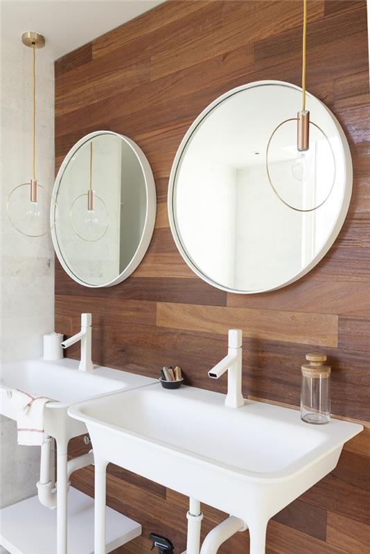 σχεδιασμός μπάνιου στρογγυλοί καθρέφτες μπάνιου νεροχύτη κρεμαστά φώτα