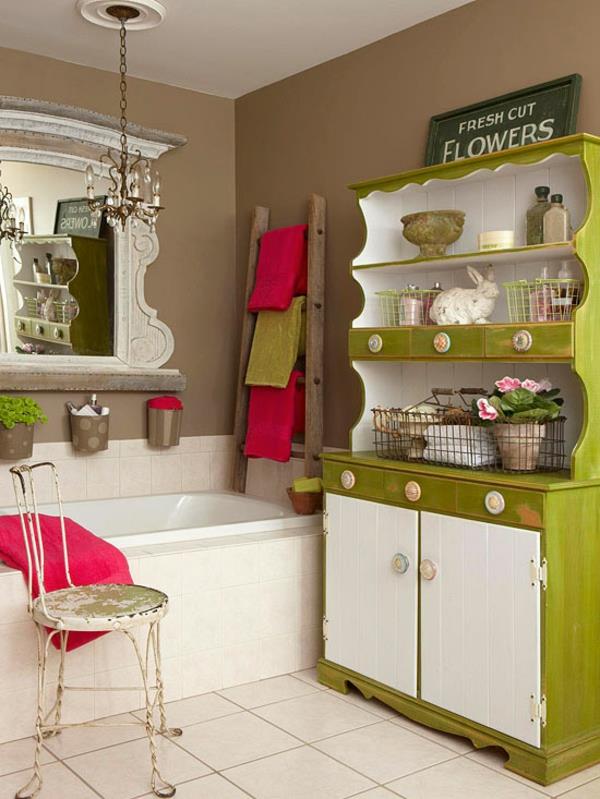 ιδέες σχεδιασμού μπάνιου χρωματιστές πράσινες ντουλάπες ροζ τόνους