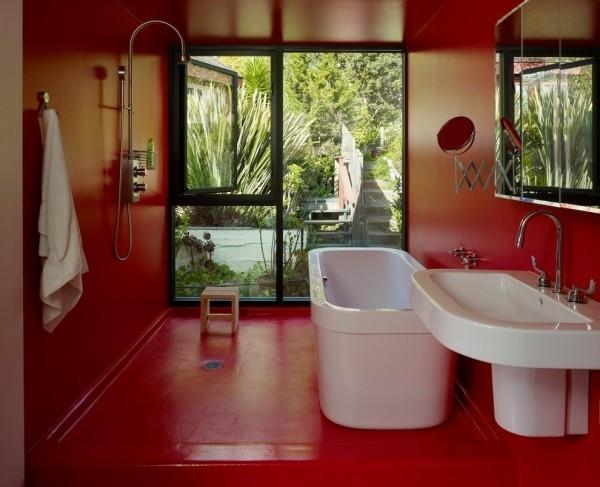ιδέες σχεδιασμού μπάνιου σχεδόν τα πάντα κόκκινα