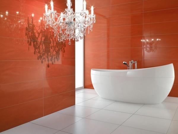 ιδέες σχεδιασμού μπάνιου μοντέρνοι κόκκινοι τοίχοι