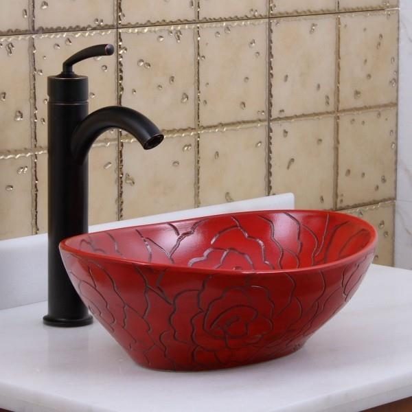 ιδέες σχεδιασμού μπάνιου κόκκινο νεροχύτη