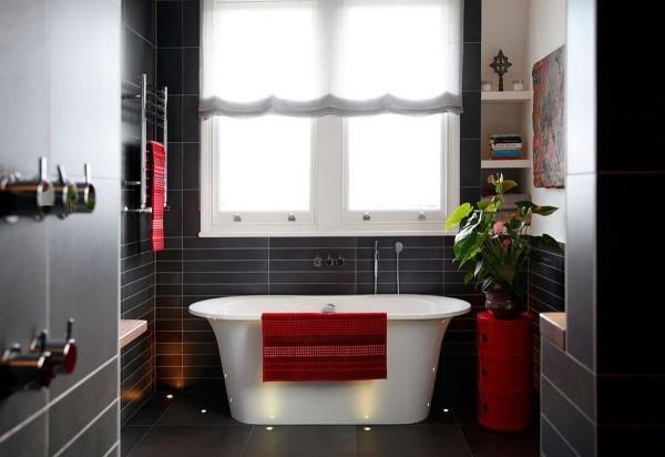 ιδέες σχεδιασμού μπάνιου υπέροχα κόκκινα υφάσματα