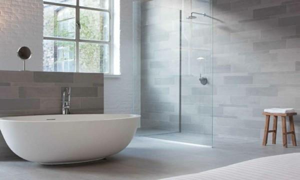 Ανοιχτό γκρι πλακάκια μπάνιου Σχέδια Καταπληκτική διακόσμηση μπάνιου
